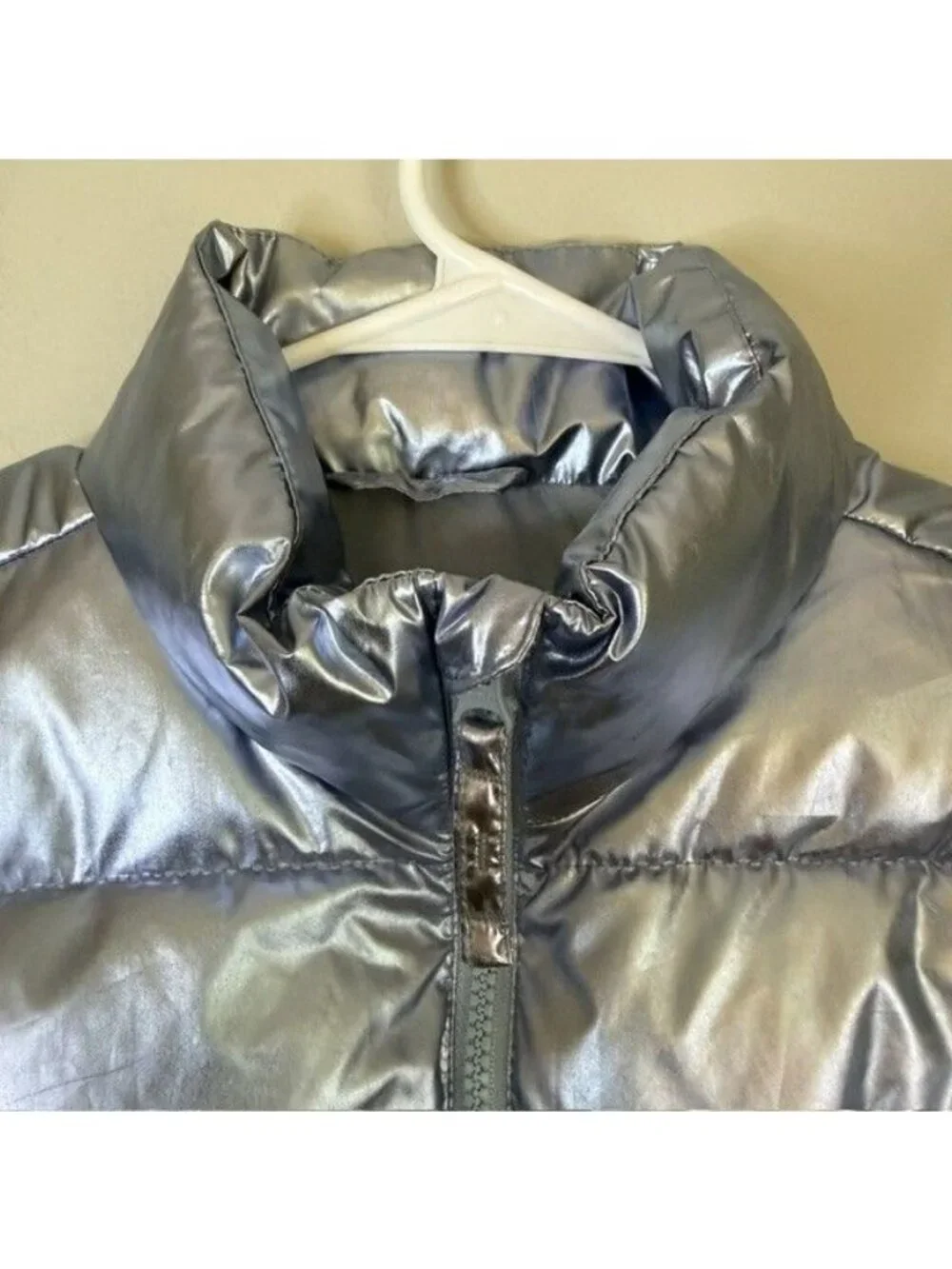 Water Resistant Metallic Blue Puffer Vest Girls M 8 Full Zip Outdoors School